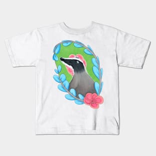 Floral Badger (WB) Kids T-Shirt